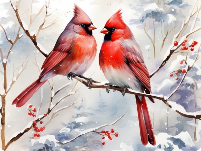 Frosty Cardinal Duet - Paint by Numbers Kit