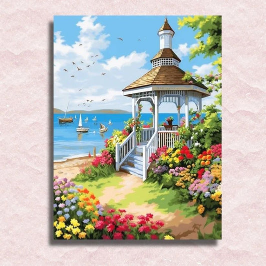 Gazebo Amidst Flowers - Paint by Numbers Kit