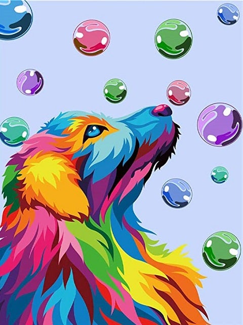 Dog and Bubbles - Paint by Numbers Kit