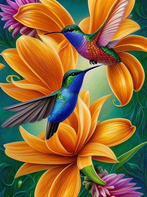 Magical Hummingbirds - Paint by Numbers Kit