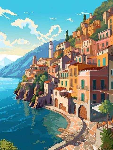 Amalfi Coast Italy - Paint by Numbers Kit