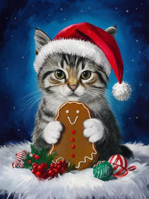 Christmas Kitty - Paint by Numbers Kit