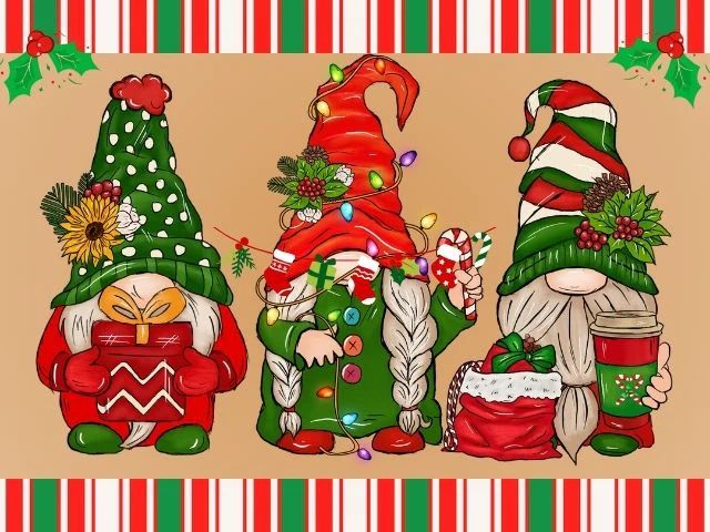 Christmas Gnome Trio - Paint by Numbers Kit