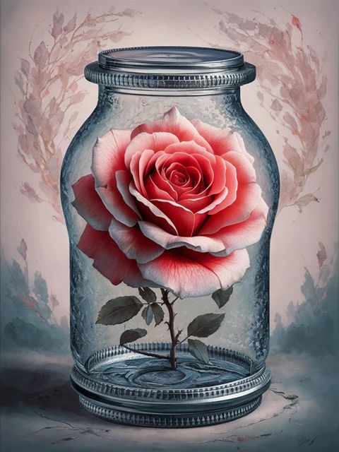 Fragile Rose in Glass - Paint by Numbers Kit