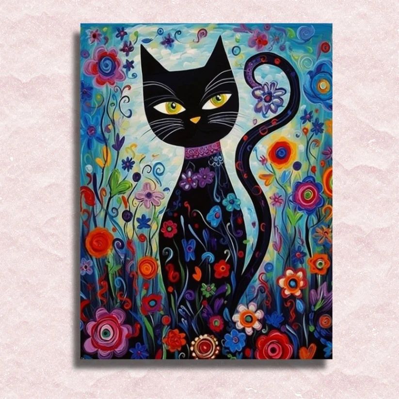 Kitten and Flowers Around - Paint by Numbers Kit