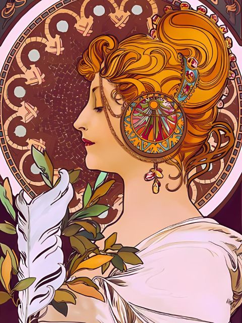 Alphonse Mucha - Feather - Paint by Numbers Kit