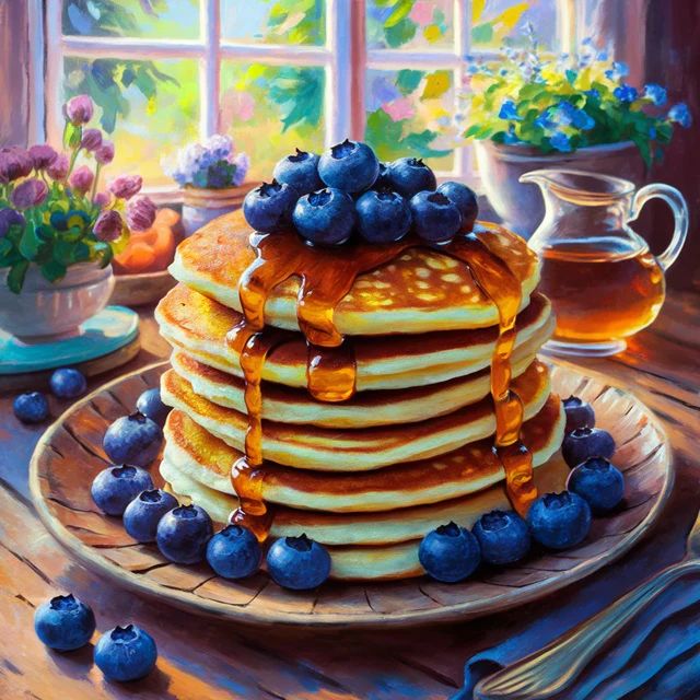 Pancakes with Blueberries - Paint by Numbers Kit