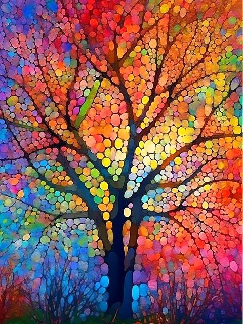 Stained Glass Tree - Paint by Numbers Kit