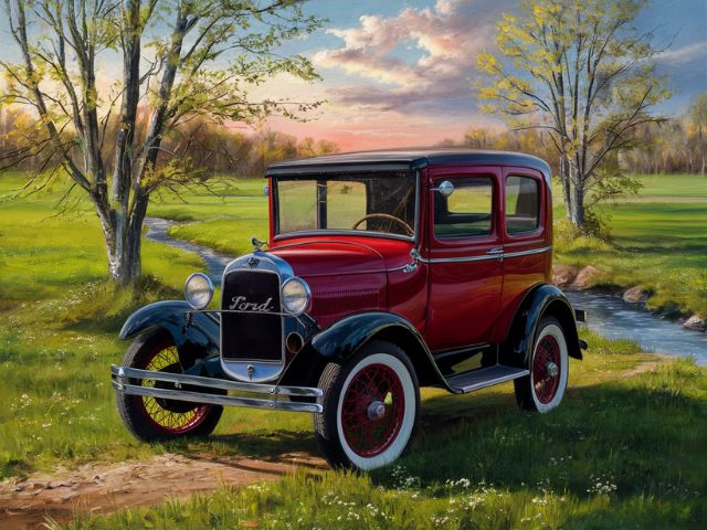 Vintage Red Ford Model A - Paint by Numbers Kit