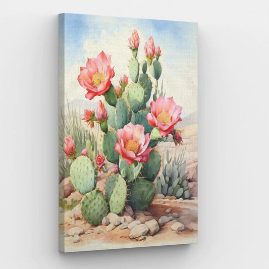 Blooming Opuntia Cactus - Paint by Numbers Kit