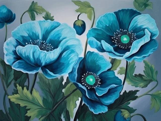 Blue Flowers - Paint by Numbers Kit