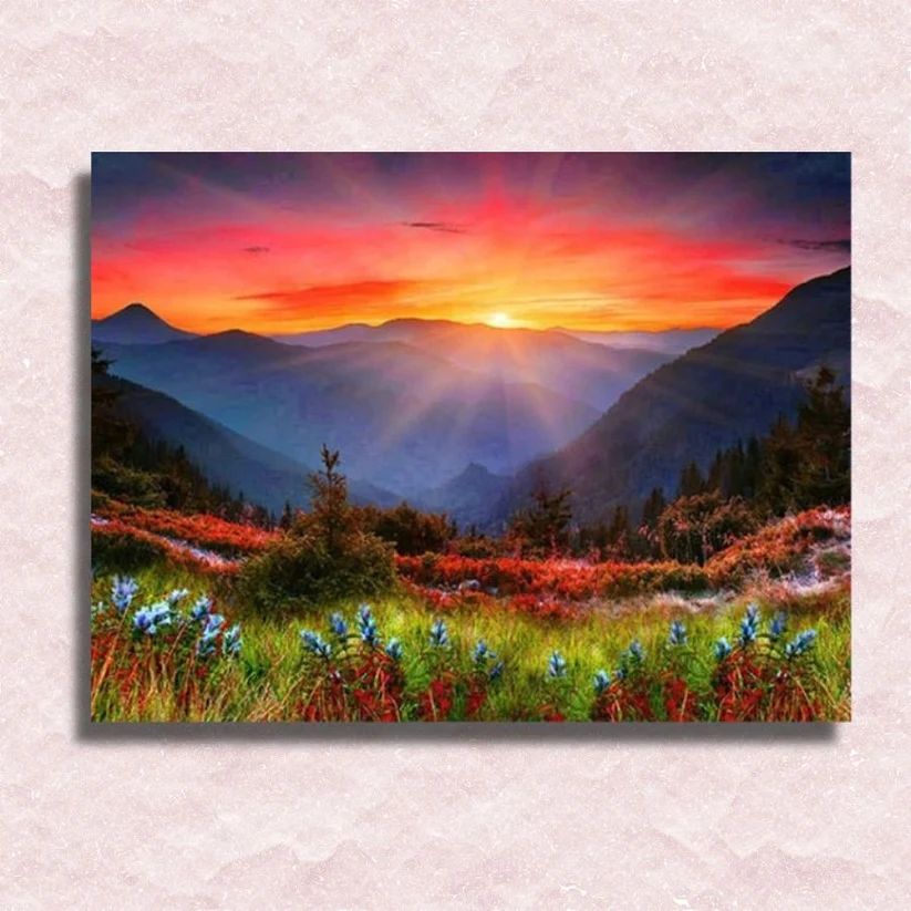 Burning Sunset in the Mountains - Paint by Numbers Kit