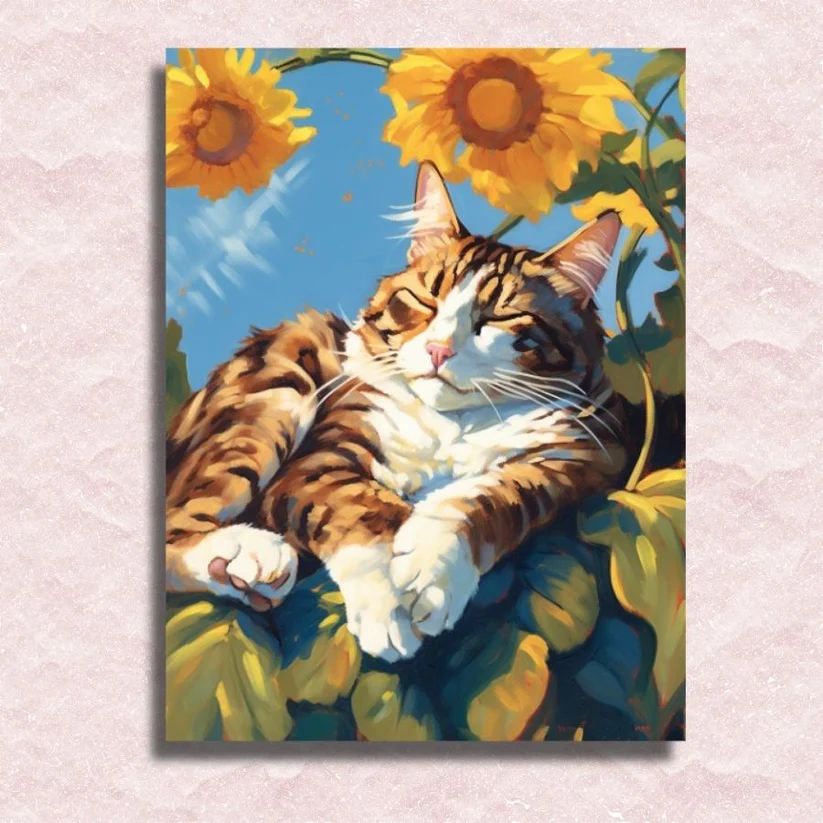 Cat and Sunflowers  - Paint by Numbers Kit