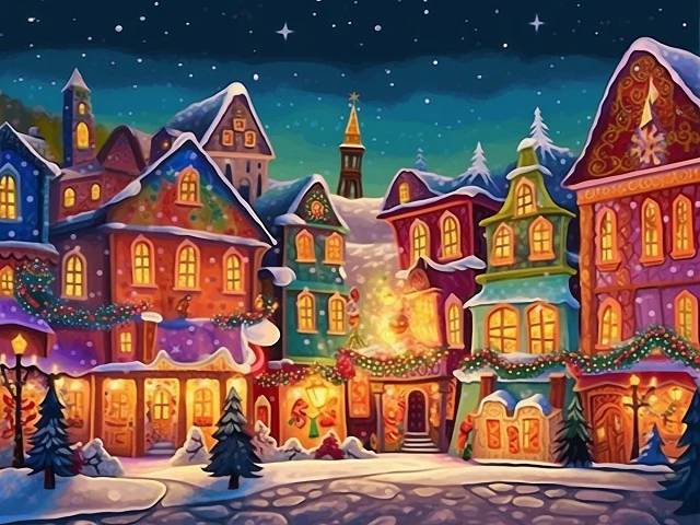 Christmas Town - Paint by Numbers Kit