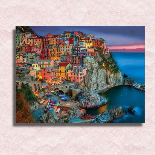 Colorful Town on Cliff - Paint by Numbers Kit