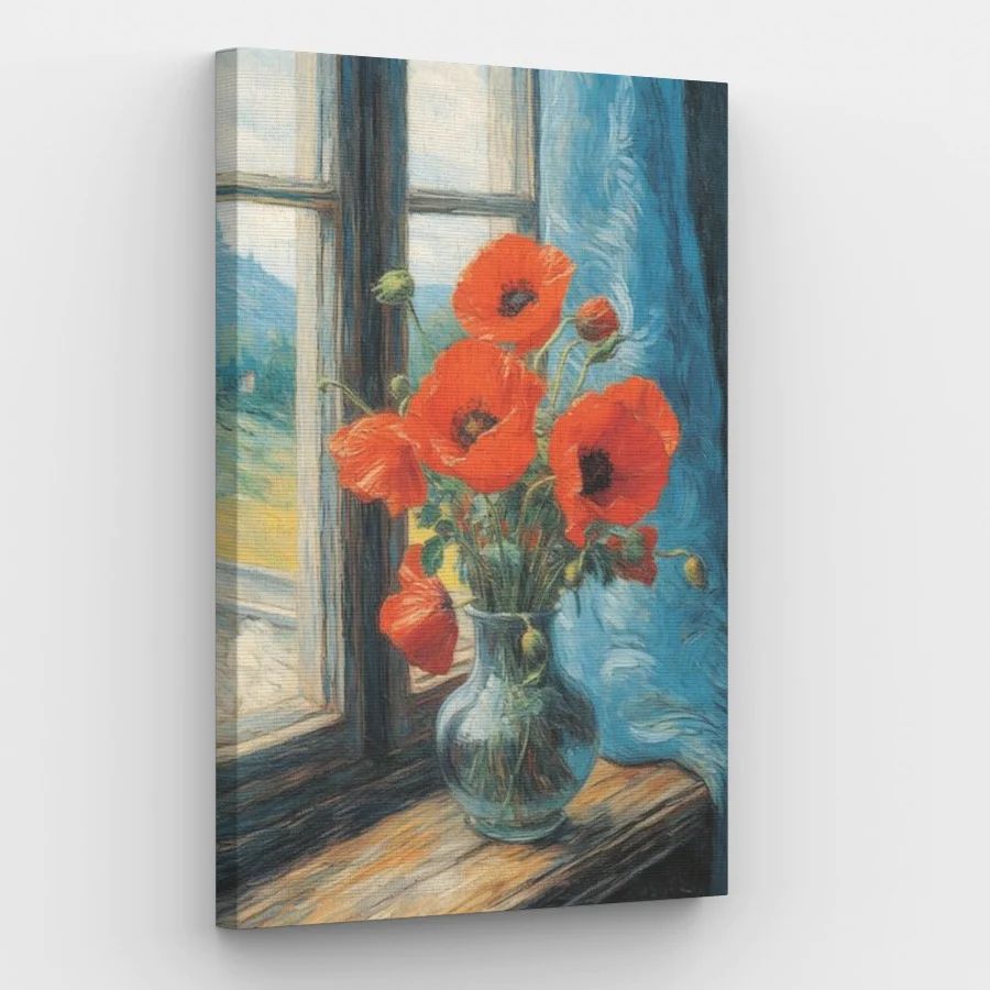 Poppy Flowers in Vase - Paint by Numbers Kit