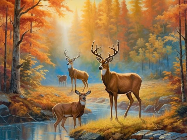 Deers in Autumn Forest - Paint by Numbers Kit