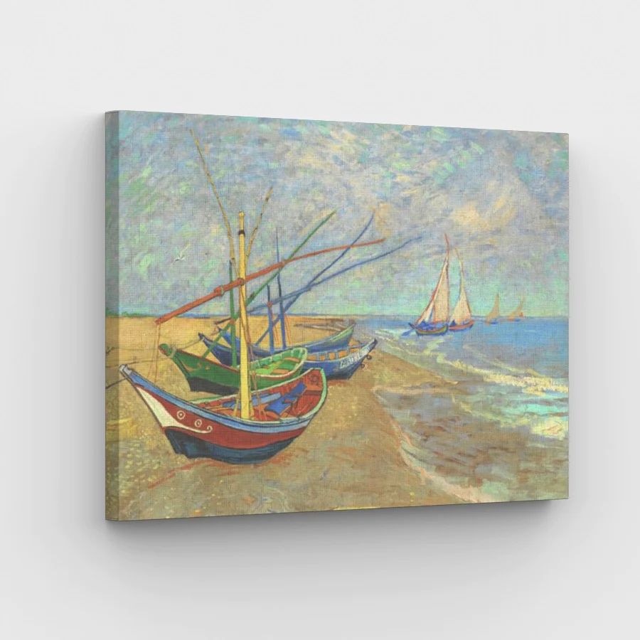 Van Gogh - Fishing Boats on the Beach - Paint by Numbers Kit