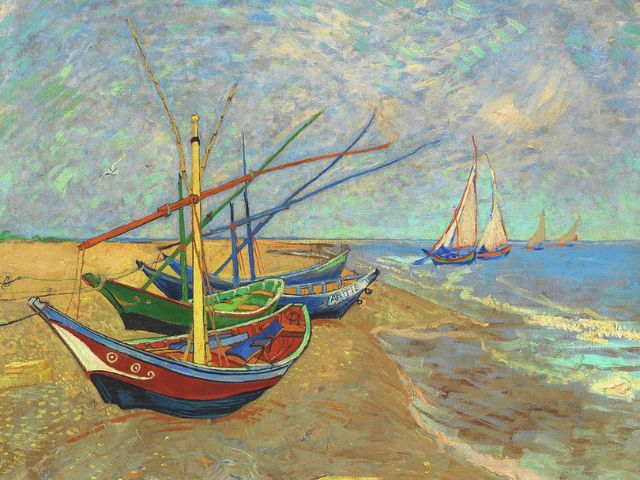Van Gogh - Fishing Boats on the Beach - Paint by Numbers Kit