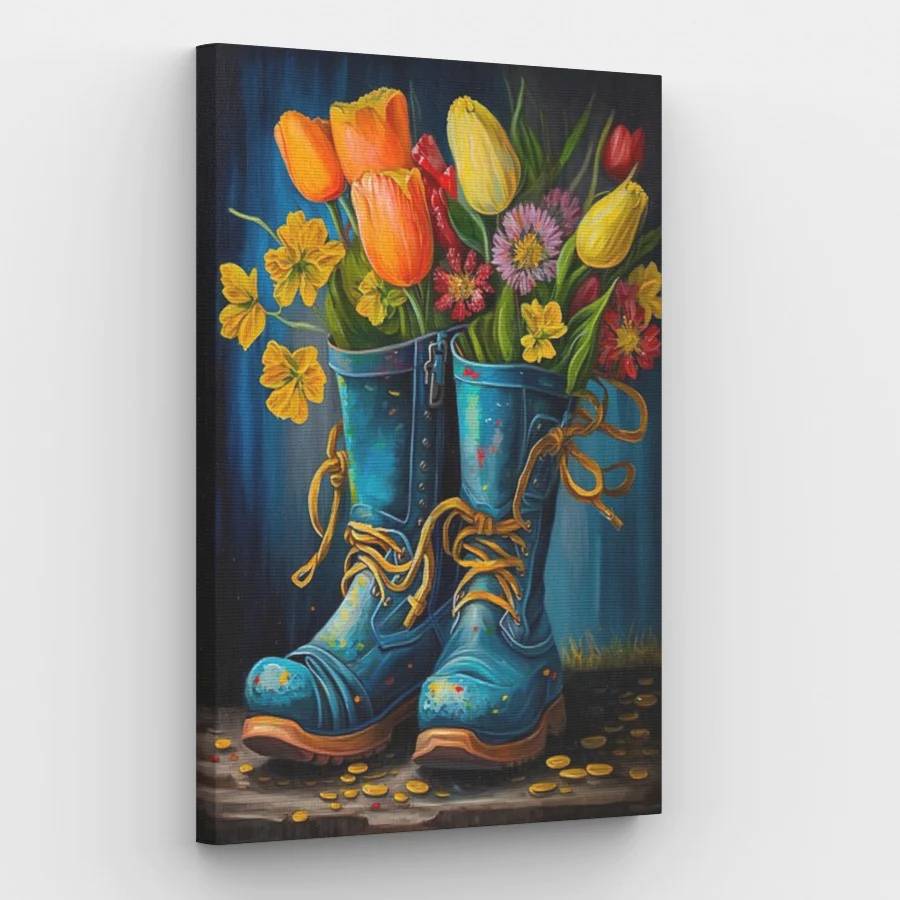 Flowers in Boots - Paint by Numbers Kit