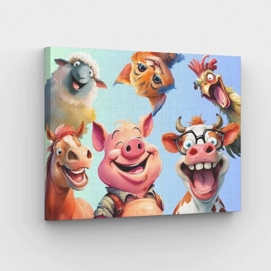 Happy Farm Animals - Paint by Numbers Kit