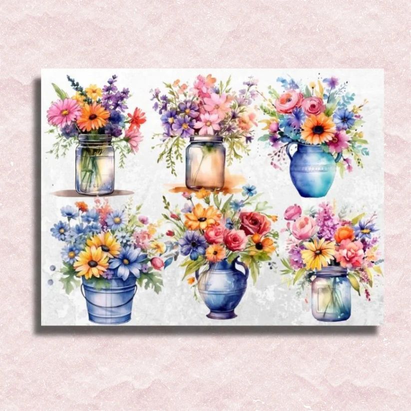 Jars with Flowers - Paint by Numbers Kit