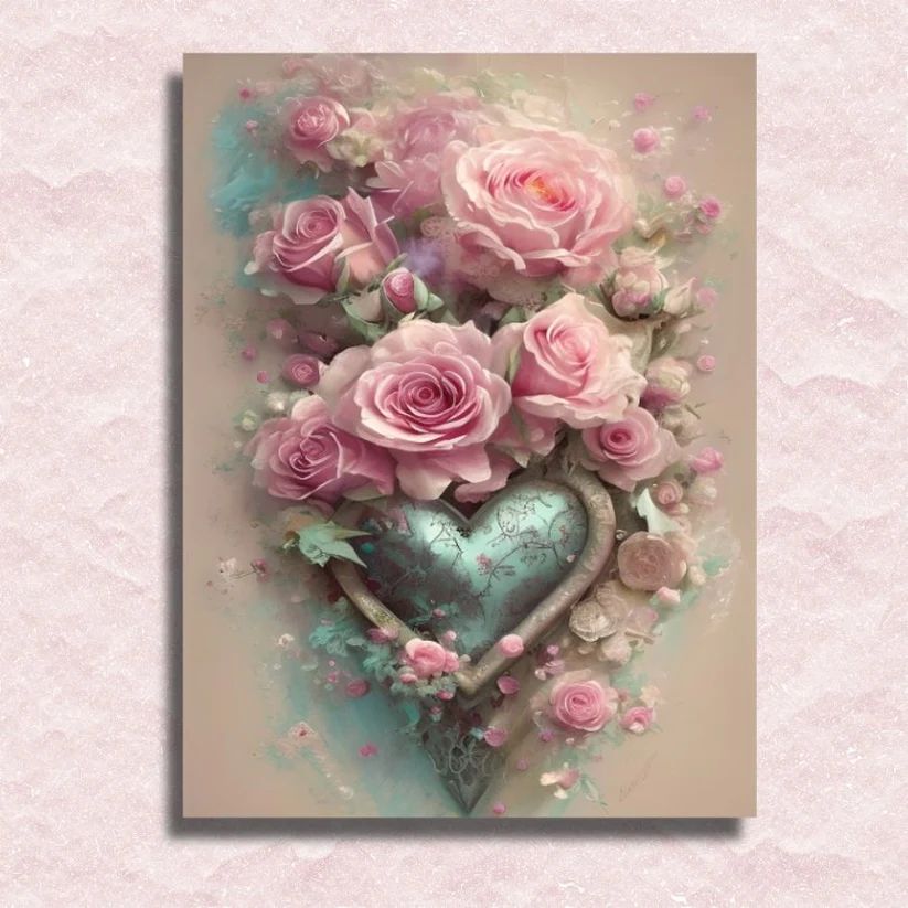 Metal Heart Entwined in Roses - Paint by Numbers Kit
