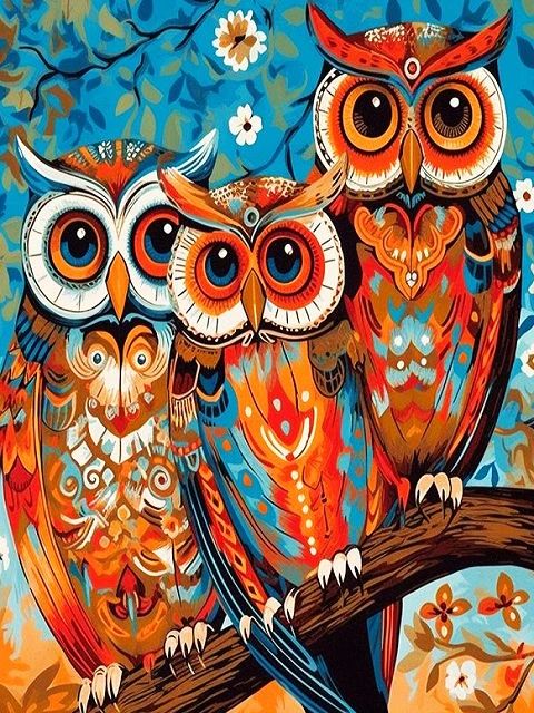Mosaic Owls - Paint by Numbers Kit