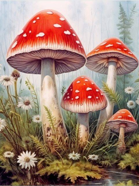 Mushrooms - Paint by Numbers Kit