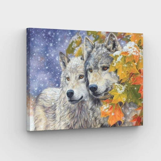 Pair of Wolves in the Snow - Paint by Numbers Kit