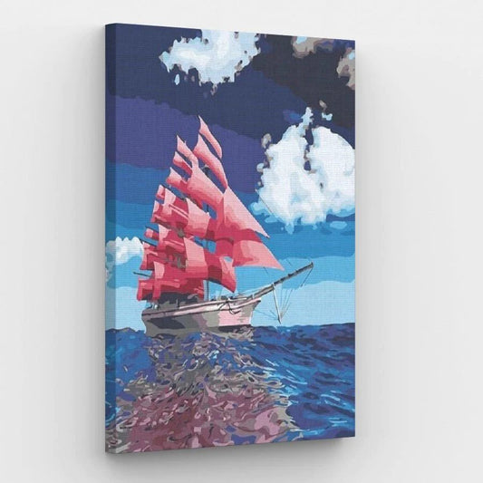 Pink Sailboat - Paint by Numbers Kit