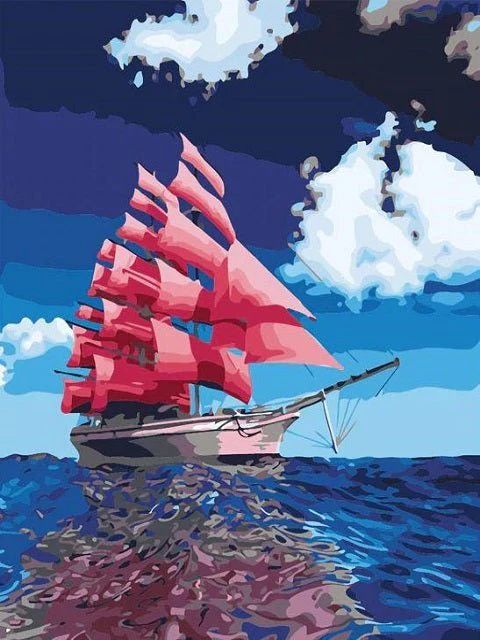 Pink Sailboat - Paint by Numbers Kit