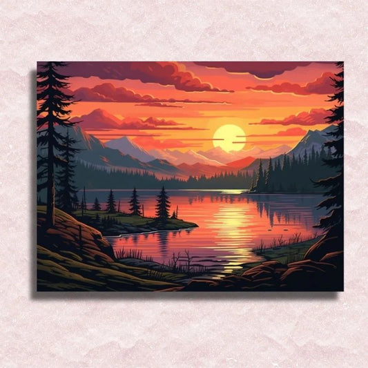 Pink Sunset at Lake - Paint by Numbers Kit