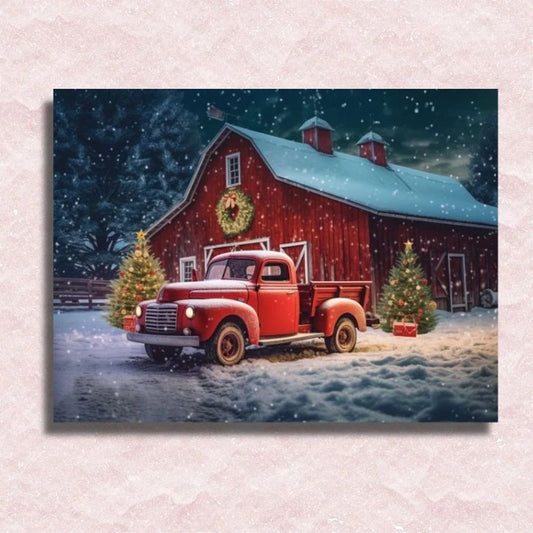 Red Truck in the Snow - Paint by Numbers Kit