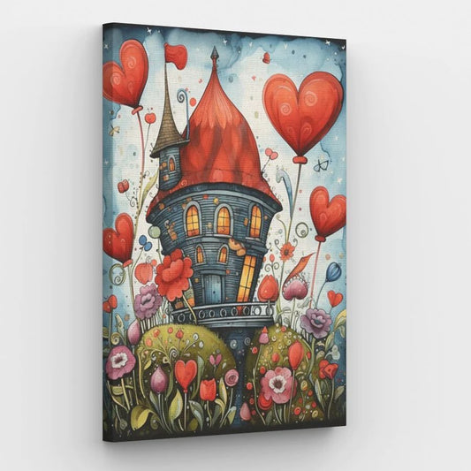 Romantic Hearts House - Paint by Numbers Kit