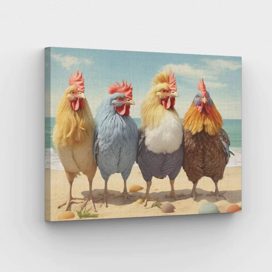 Roosters on Vacation - Paint by Numbers Kit