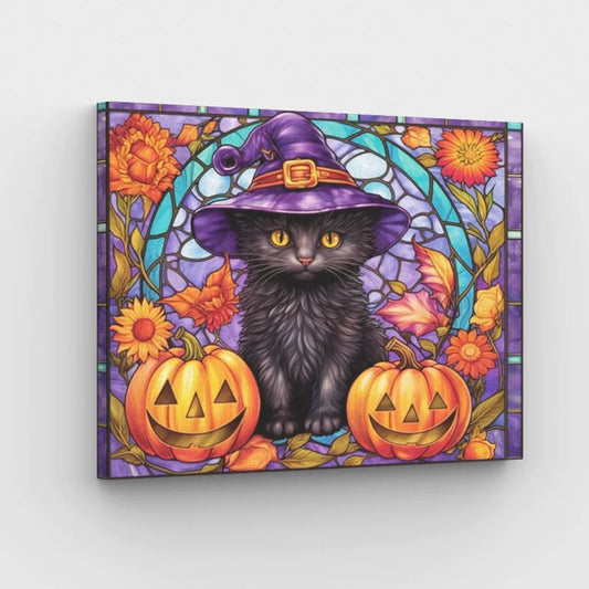 Stained Glass Halloween Cat - Paint by Numbers Kit