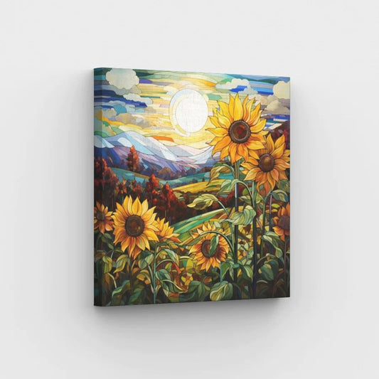 Stained Glass Sunflower Field - Paint by Numbers Kit
