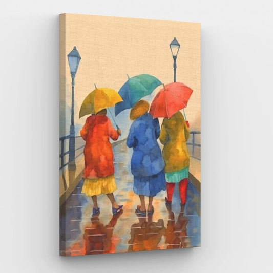 Three Old Women with Umbrellas - Paint by Numbers Kit