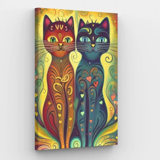 Twin Feline Fantasy - Paint by Numbers Kit