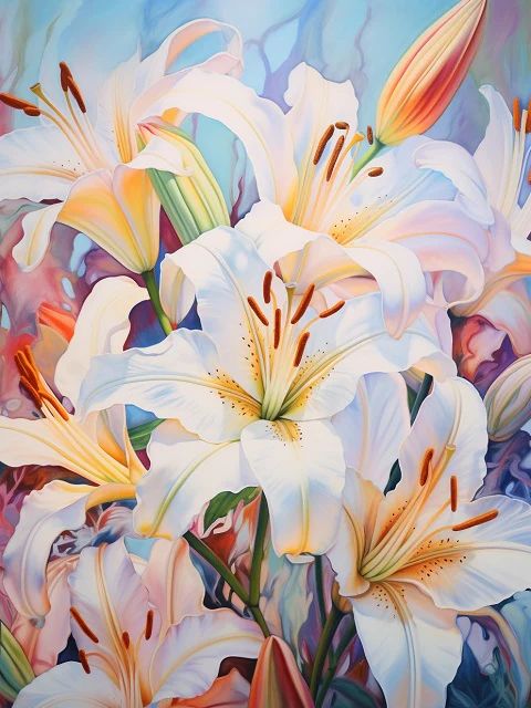 White Lilies - Paint by Numbers Kit