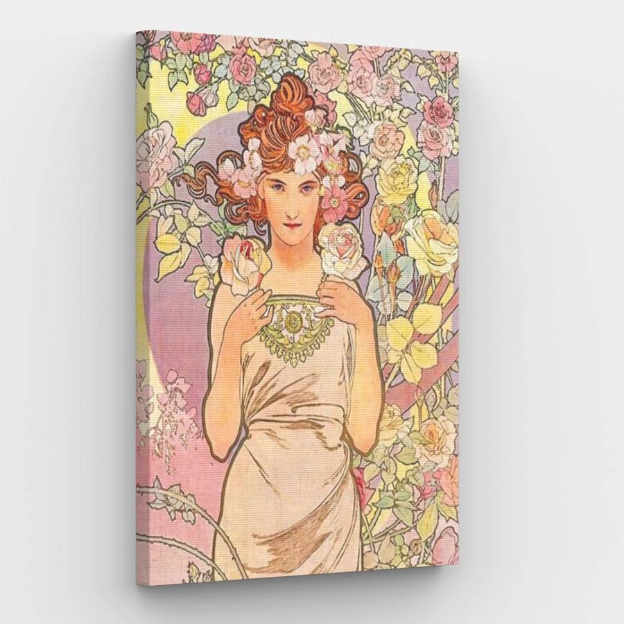 Mucha Lady in Pink - Paint by Numbers Kit
