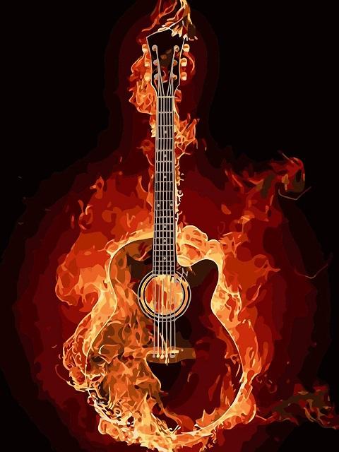 Burning Guitar - Paint by Numbers Kit