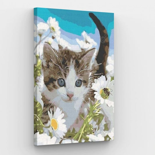 Cat and Daisies - Paint by Numbers Kit