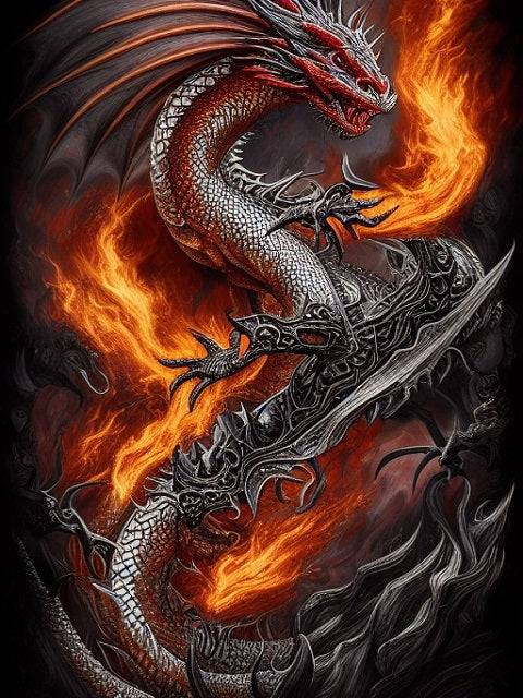 Chinese Dragon of Fire - Paint by Numbers Kit