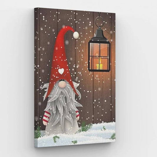 Christmas Gnome with Lantern - Paint by Numbers Kit