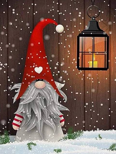 Christmas Gnome with Lantern - Paint by Numbers Kit