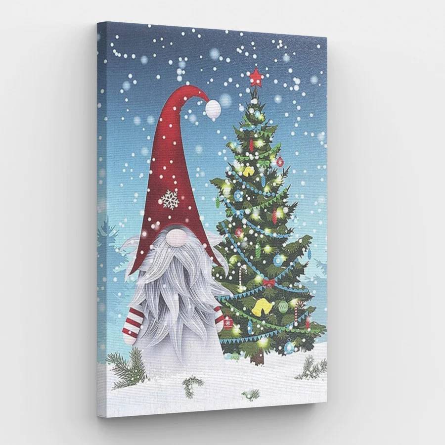 Christmas Gnome with the Tree - Paint by Numbers Kit