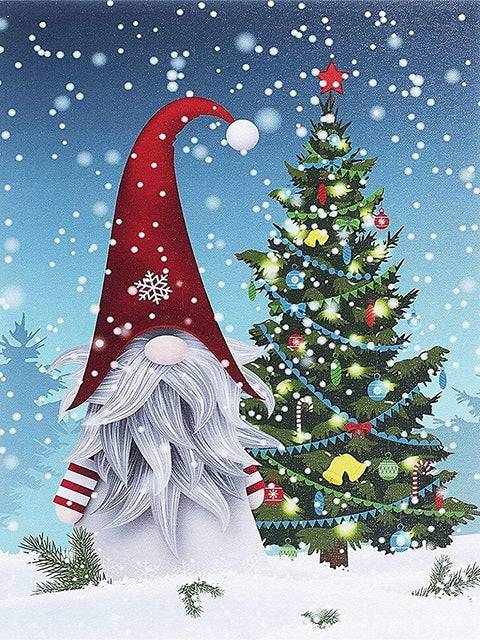 Christmas Gnome with the Tree - Paint by Numbers Kit