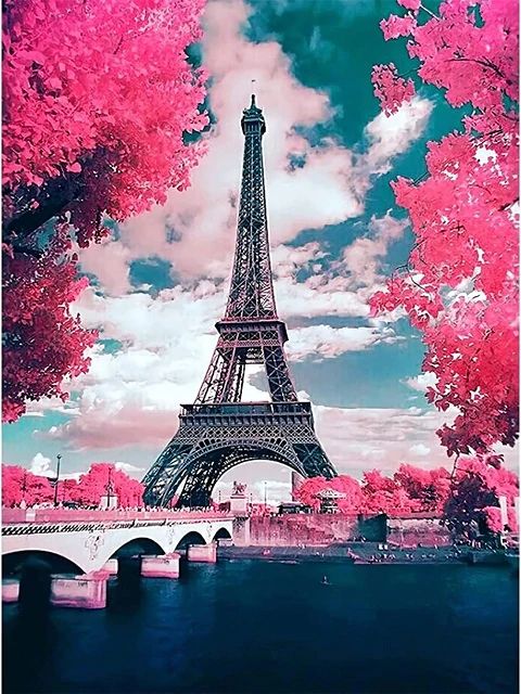 Eiffel Tower Dressed in Flowers - Paint by Numbers Kit